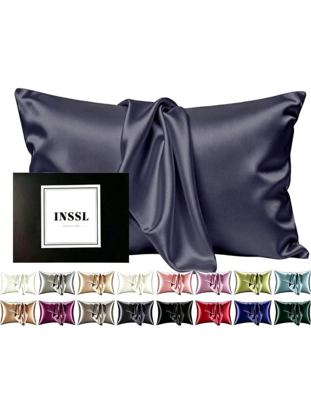 Luxurious Dark Grey Mulberry Silk Pillowcase for Hair & Skin, Queen Size, 1 pc